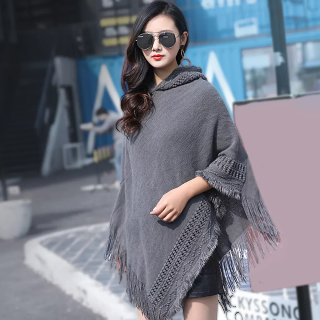 hooded poncho shawl