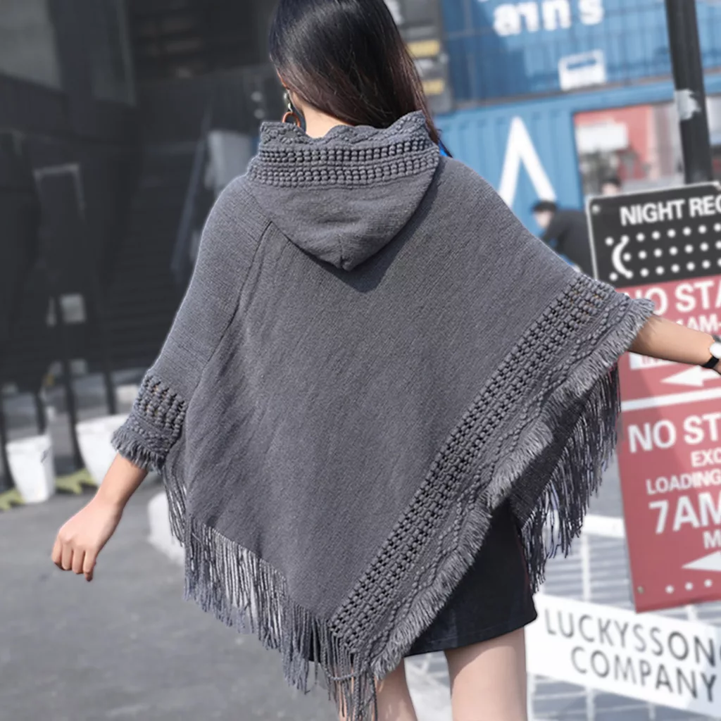 hooded poncho shawl