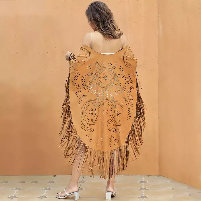 women poncho, women cape, boho poncho, vintage poncho, vintage cape, tassel cape