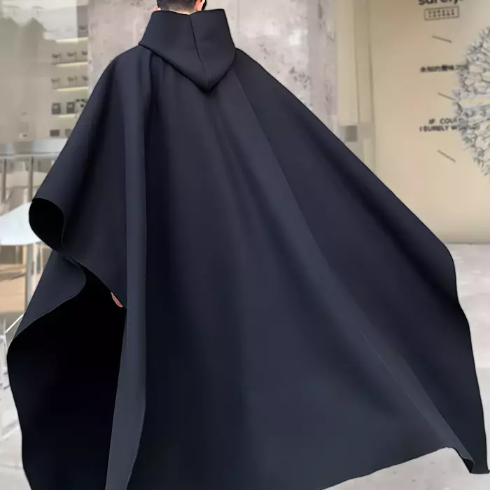 men poncho, men cloak, men cape, long poncho, long cape, men black cape