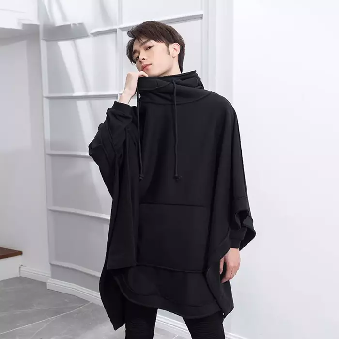 cape, hooded cape, black cape