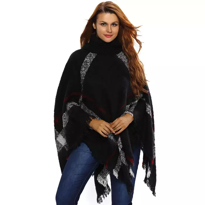 women poncho, women cape, turtleneck poncho, warm poncho, cowl neck poncho