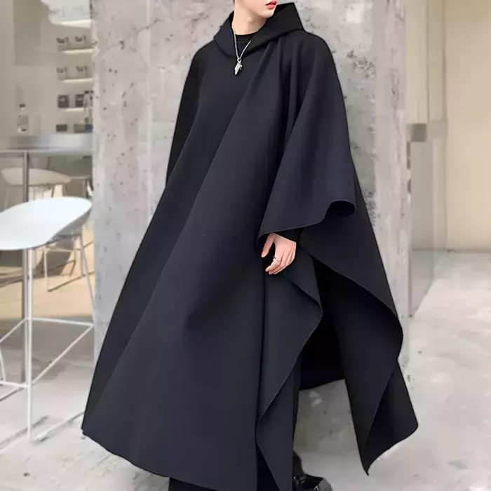 men poncho, men cloak, men cape, long poncho, long cape, men black cape